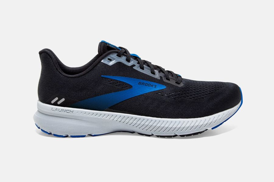 Mens Brooks Launch 8 Road Shoes Black/Grey/Blue | Shoes 8293-JAQFZ